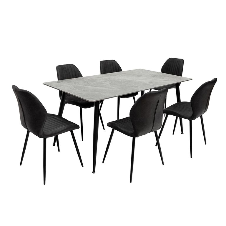 Riga Italy Grey Sintered Stone 6 Seater Dining Table - 160cm