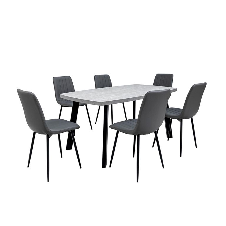Rimini Grey Melamine 6 Seater Dining Table - 160cm