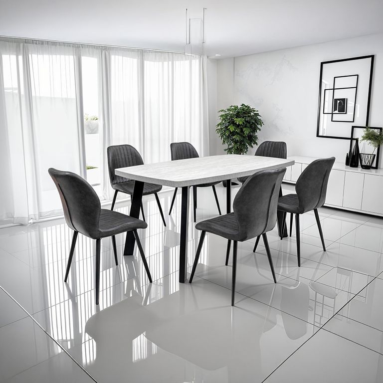 Rimini Grey Melamine 6 Seater Dining Table - 160cm