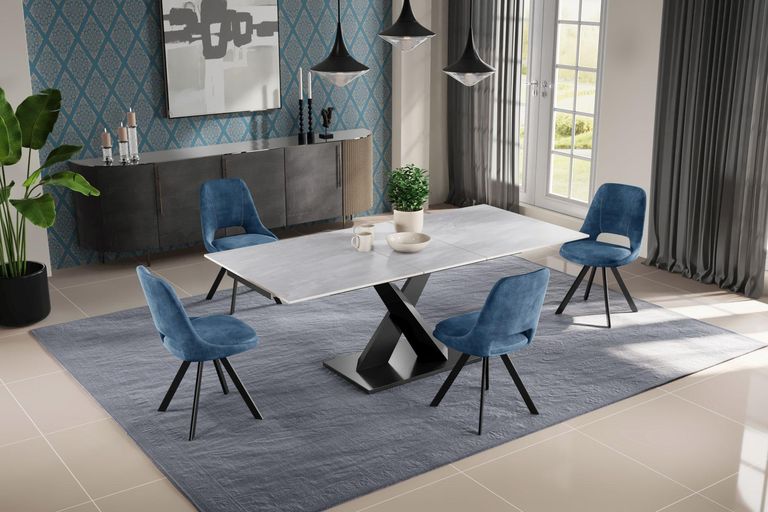 Rosalyn Argento Grey Ceramic 4-6 Seater Extending Dining Table - 140cm-180cm