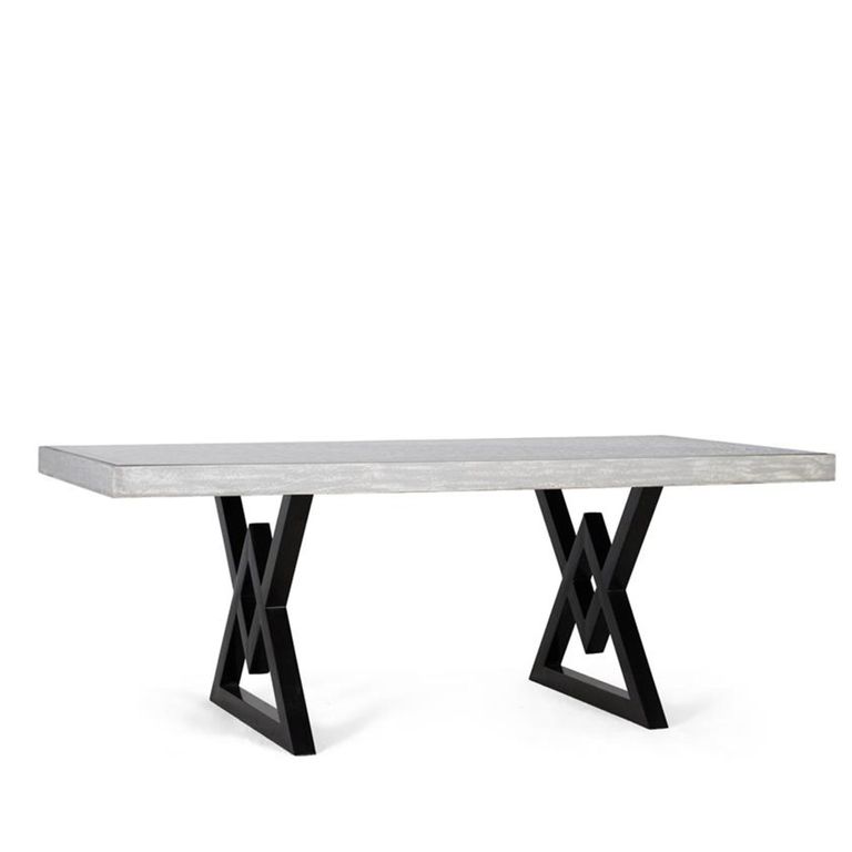 Rovigo Dining Table - Grey Carved Mango Wood - 8 Seater - 200cm