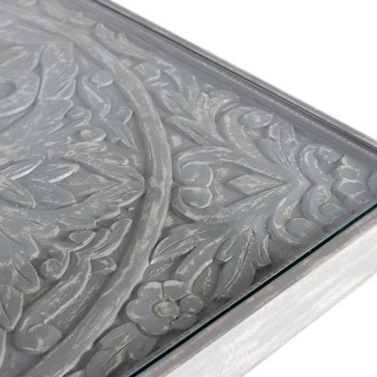 Rovigo Dining Table - Grey Carved Mango Wood - 8 Seater - 200cm