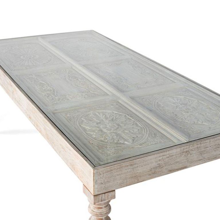 Rovigo Dining Table - White Carved Mango Wood - 8 Seater - 200cm