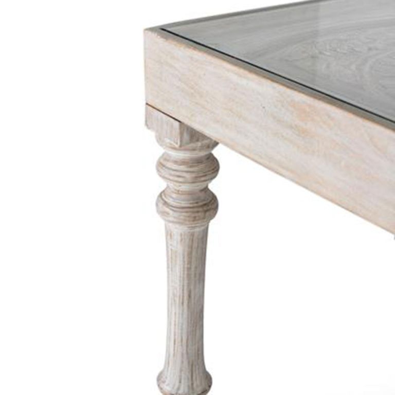 Rovigo Dining Table - White Carved Mango Wood - 8 Seater - 200cm