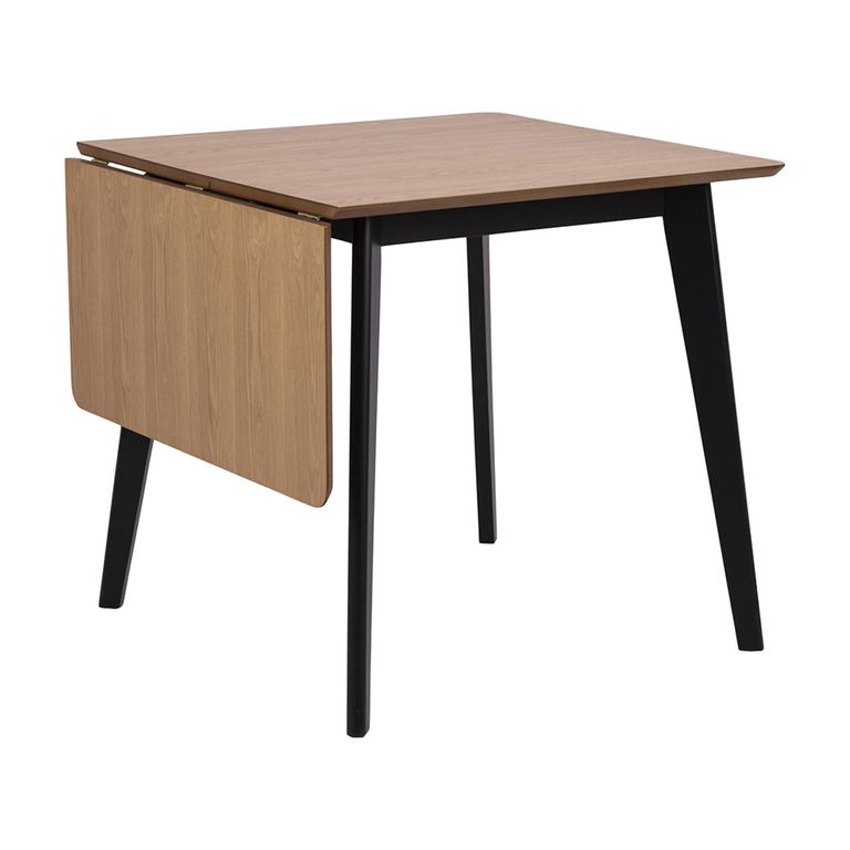 Roxby Drop Leaf Dining Table - 2-4 Seater - 80cm-120cm - Oak and Black