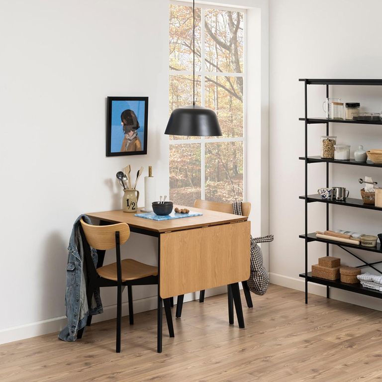 Roxby Drop Leaf Dining Table - 2-4 Seater - 80cm-120cm - Oak and Black