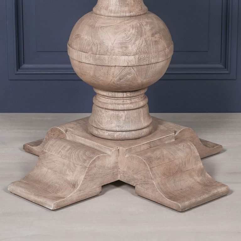 Rustic Acacia Wood Ball Pedestal Dining Table - Round - 4 Seater - 139cm