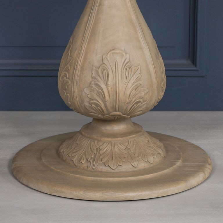 Rustic Light Wood Pedestal Dining Table - Round - 6 Seater - 150cm