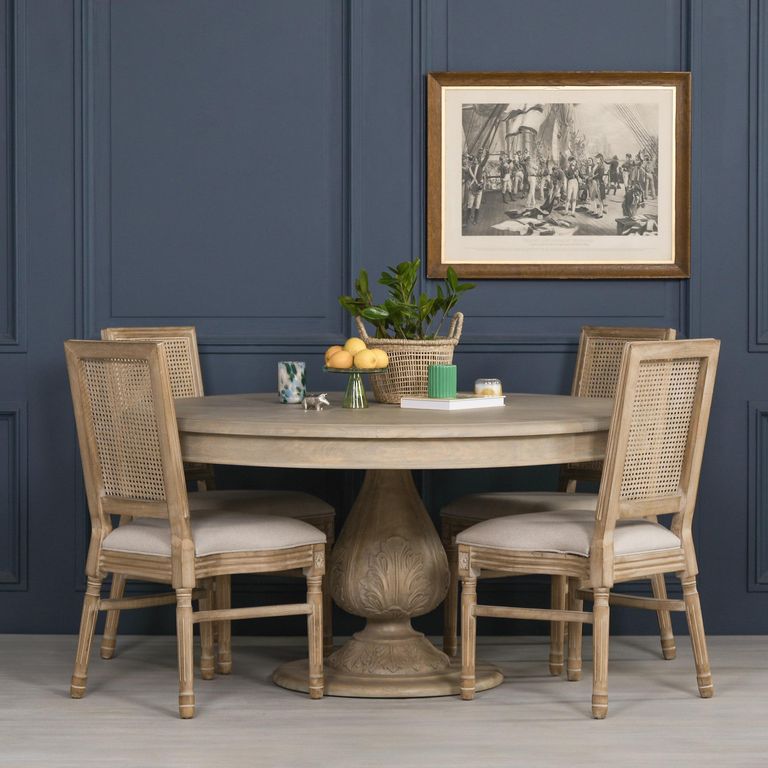 Rustic Light Wood Pedestal Dining Table - Round - 6 Seater - 150cm
