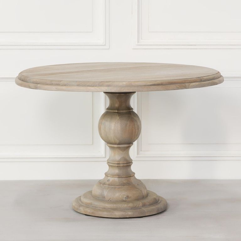 Rustic Mango Wood Pedestal Dining Table - Round - 4 Seater - 120cm