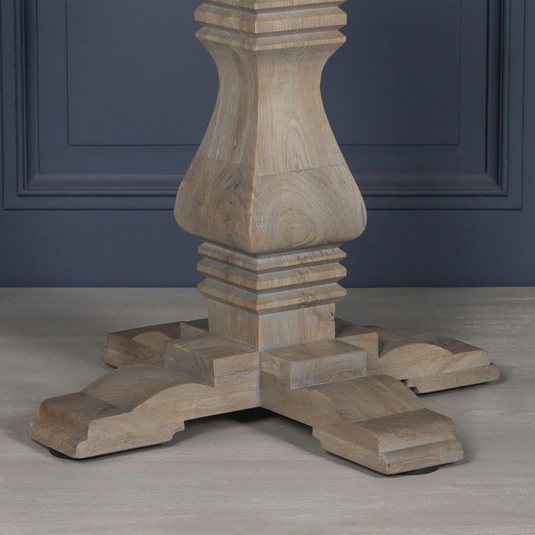 Rustic Mango Wood Pedestal Dining Table - Round - 6 Seater - 151cm