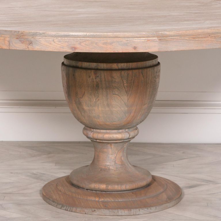 Rustic Mango Wood Pedestal Dining Table - Round - 8 Seater - 162cm