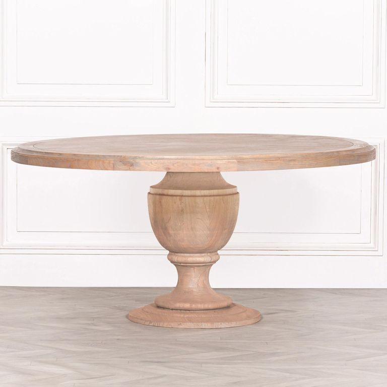 Rustic Mango Wood Pedestal Dining Table - Round - 8 Seater - 162cm