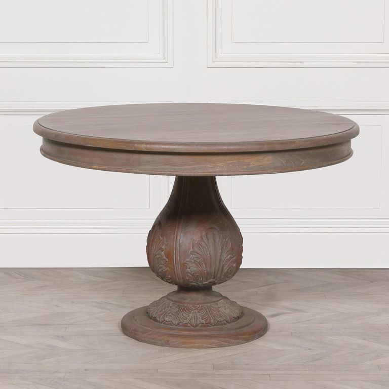 Rustic Reclaimed Wood Pedestal Dining Table - Round - 4 Seater - 120cm