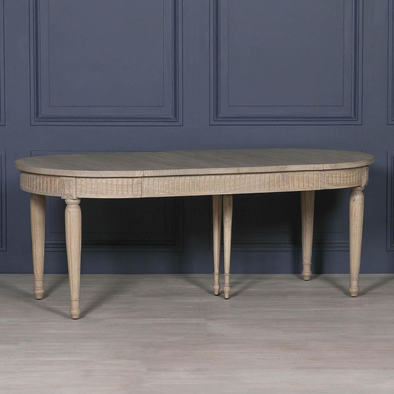 Rustic White Cedar Extending Dining Table - Oval - 2-8 Seater - 100cm-199cm