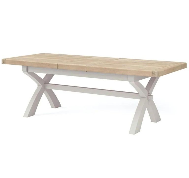 Salcombe Extending Dining Table with Cross Leg - Grey Oak - 8-10 Seater - 200cm-245cm