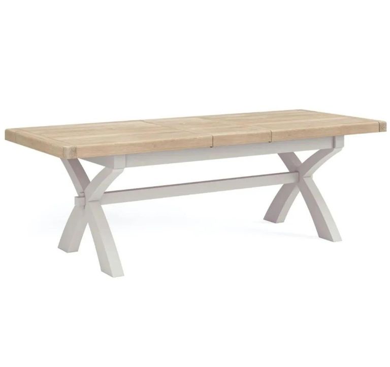 Salcombe Extending Dining Table with Cross Leg - Grey Oak - 8-10 Seater - 200cm-245cm