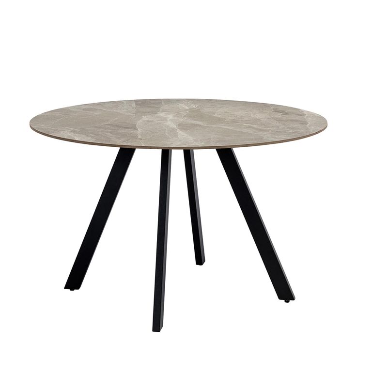 Saldini Grey Sintered Stone 4 Seater Round Dining Table with Spider Legs - 110cm