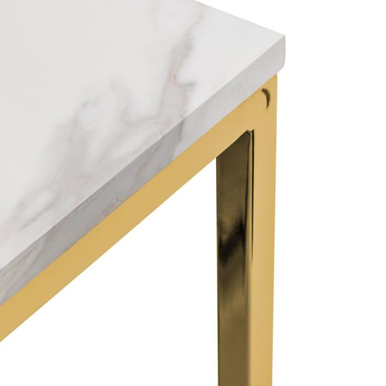 Scala Dining Table - 4 Seater - White Marble Effect and Gold