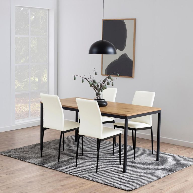Seaford Dining Table - 6 Seater - Round - 160cm - Oak and Black Metal