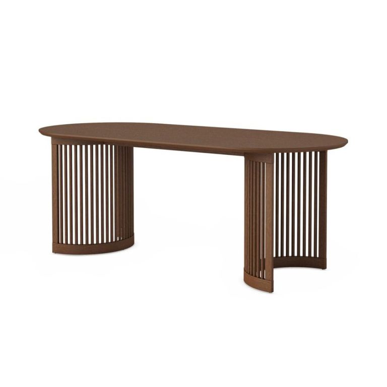 Soho Dining Table - Oval - Slatted Base -  8 Seater - 200cm - Dark Oak