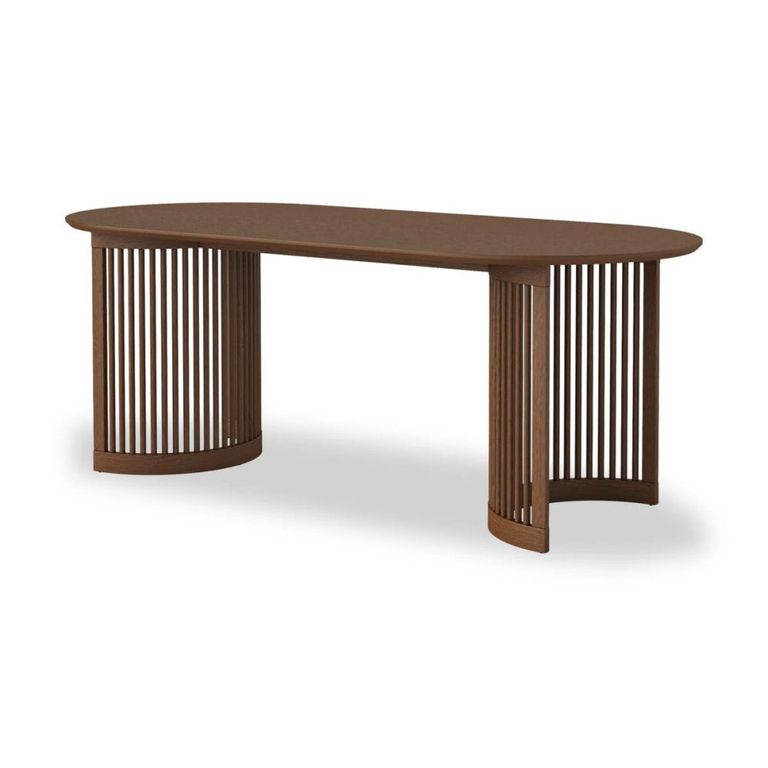 Soho Dining Table - Oval - Slatted Base -  8 Seater - 200cm - Dark Oak