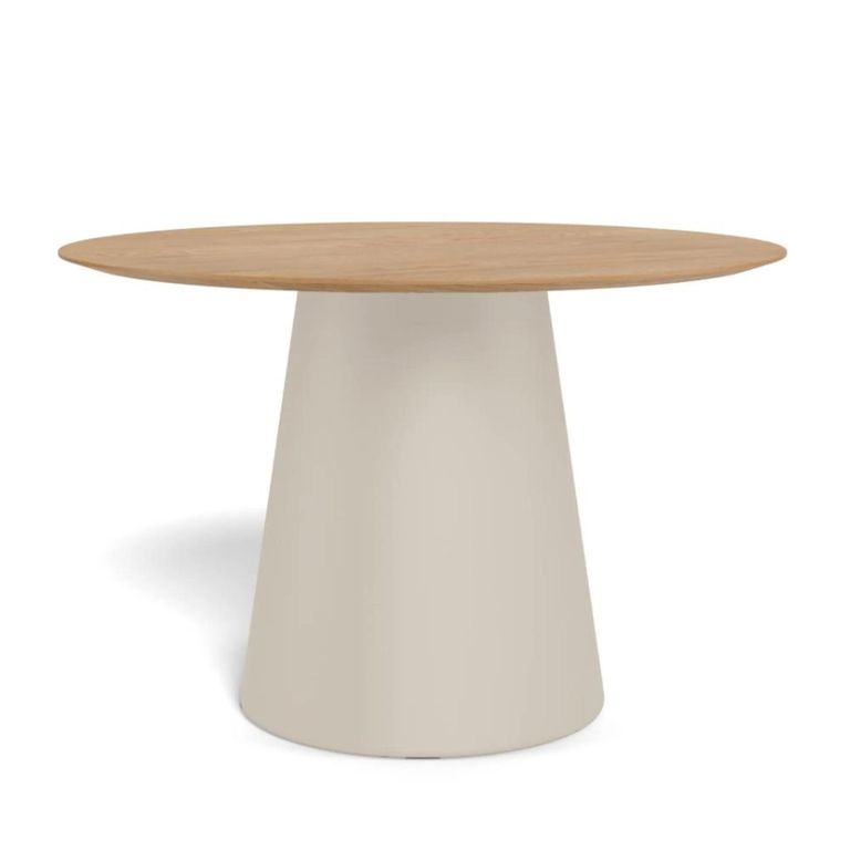 Soli RoundDining Table - 4 Seater  - Pedestal - 120cm - Oak and Grey Metal