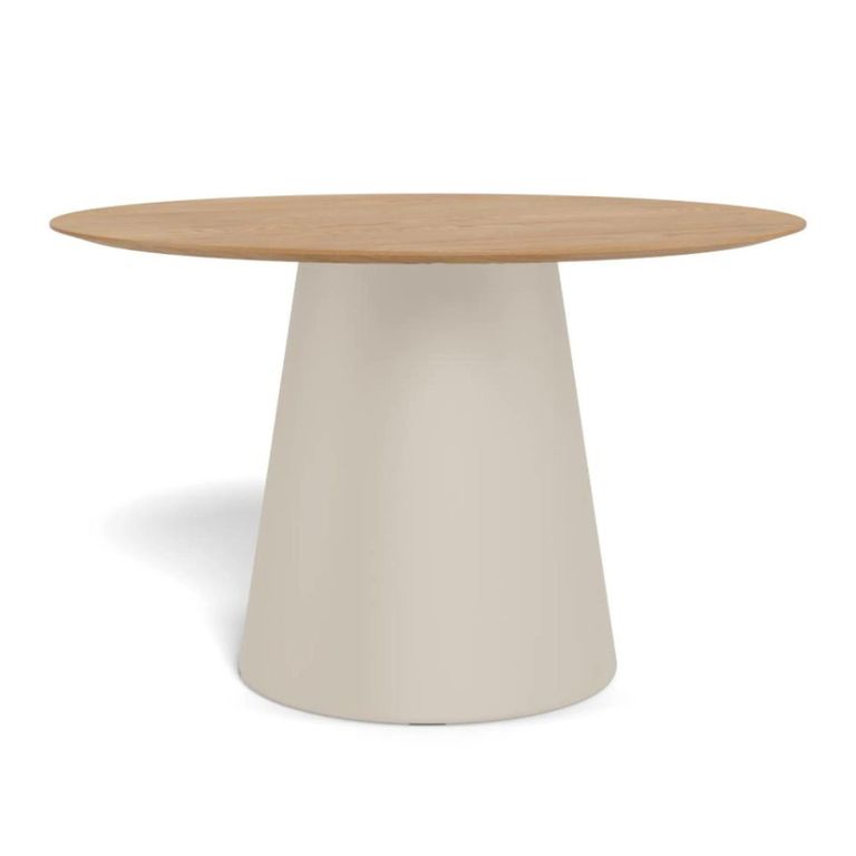 Soli RoundDining Table - 4 Seater  - Pedestal - 120cm - Oak and Grey Metal