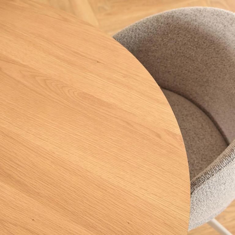 Soli RoundDining Table - 4 Seater  - Pedestal - 120cm - Oak and Grey Metal