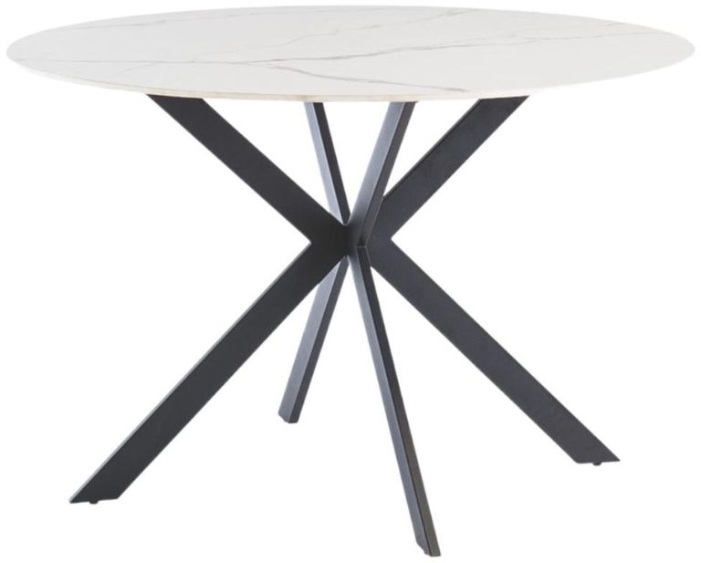 Talia Italy White Sintered Stone 4 Seater Round Dining Table with Spider Legs - 120cm