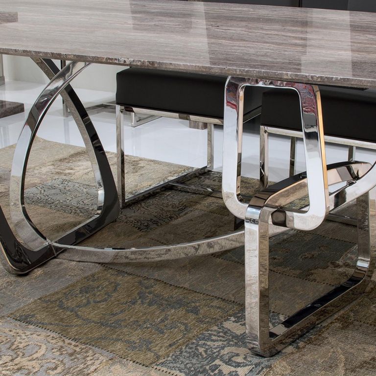 Tangle Dining Table - Marble with Stainless Steel Pedestal Base - Variation Available