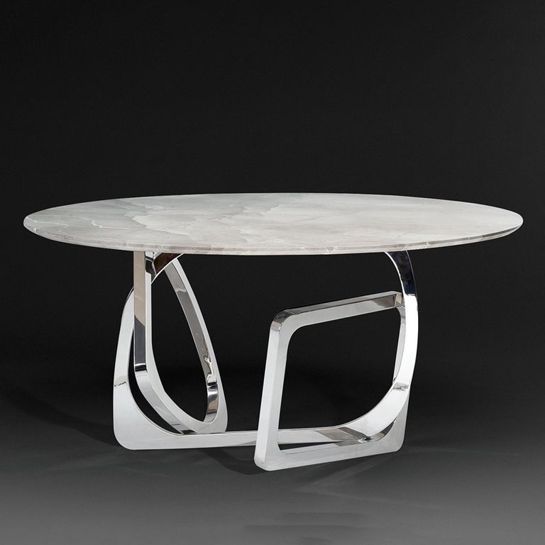 Tangle Dining Table - Round - Marble with Stainless Steel Pedestal Base - Variation Available