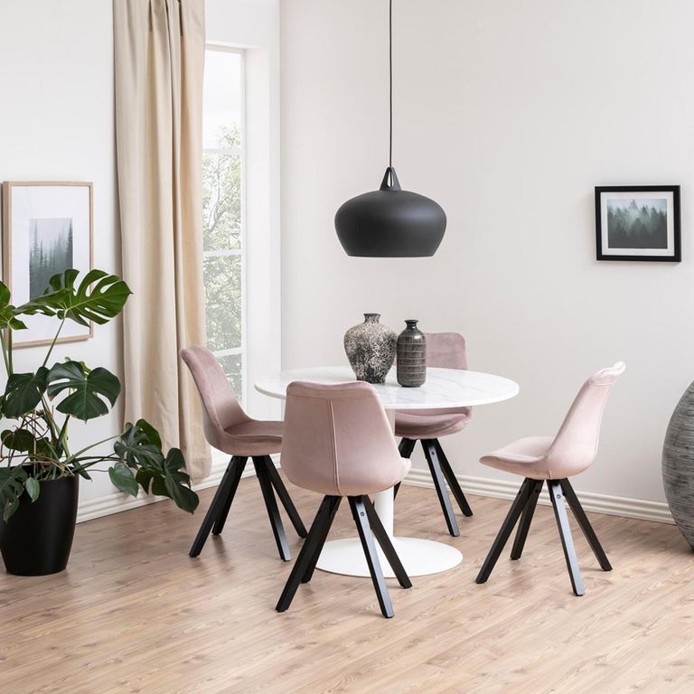 Tarifa Round Dining Table - 4 Seater - 110cm - White Marble