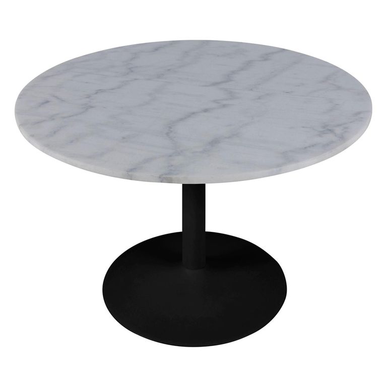 Tarifa Round Dining Table - 4 Seater - 110cm - White Marble and Black