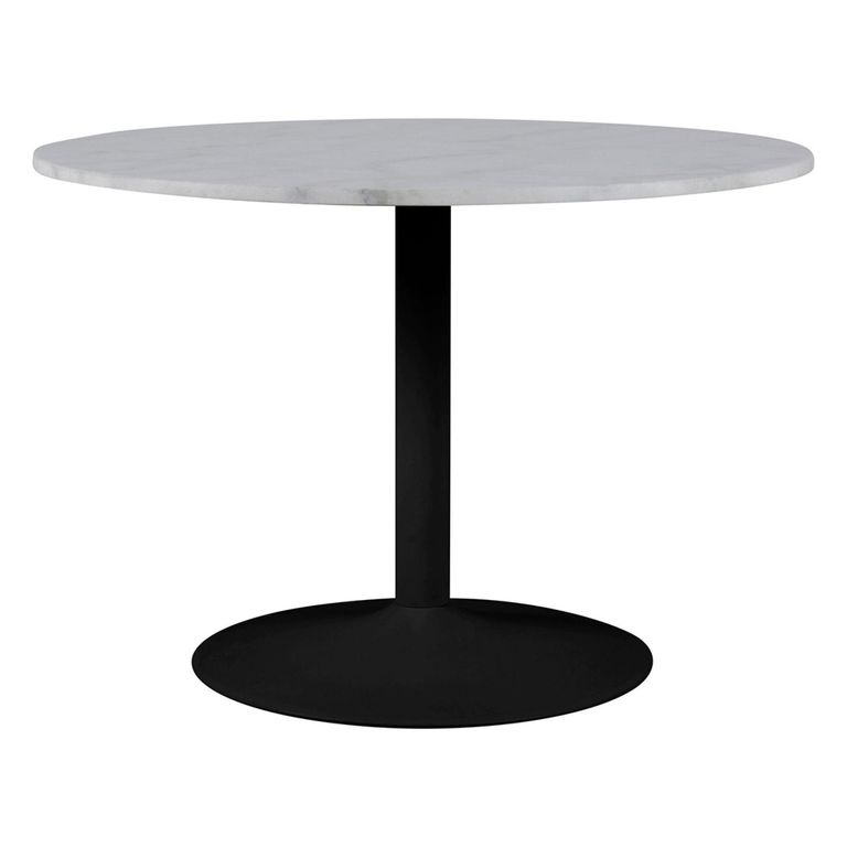 Tarifa Round Dining Table - 4 Seater - 110cm - White Marble and Black