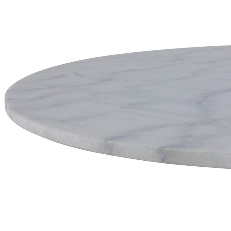 Tarifa Round Dining Table - 4 Seater - 110cm - White Marble and Black