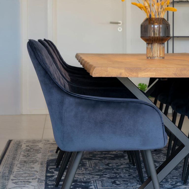 Toulon Dining Table - Natural Oak - 14 Seater - 300cm - Black Cross Legs