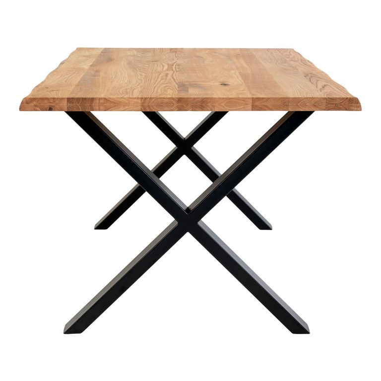 Toulon Dining Table - Natural Oak - 14 Seater - 300cm - Black Cross Legs