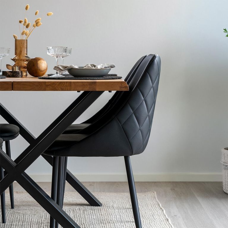 Toulon Dining Table - Natural Oak - 4 Seater - 140cm - Black Cross Legs