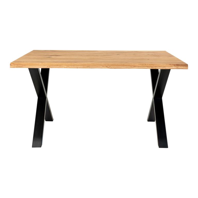Toulon Dining Table - Natural Oak - 4 Seater - 140cm - Black Cross Legs
