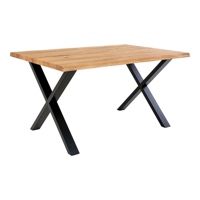 Toulon Dining Table - Natural Oak - 4 Seater - 140cm - Black Cross Legs