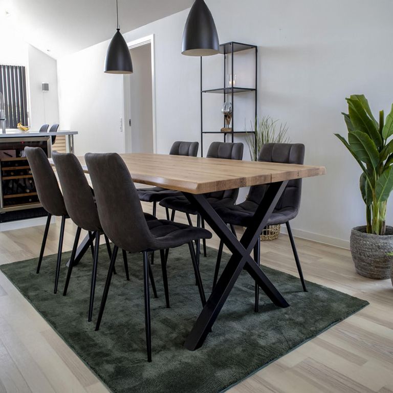 Toulon Dining Table - Natural Oak - 8 Seater - 200cm - Black Cross Legs