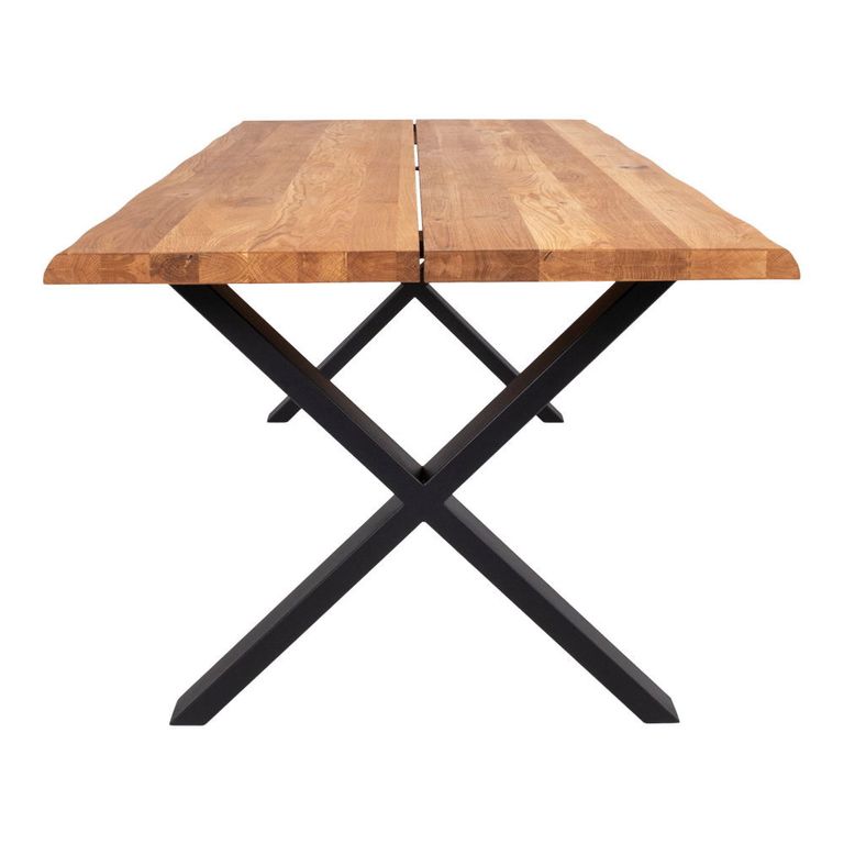 Toulon Dining Table - Natural Oak - 8 Seater - 200cm - Black Cross Legs