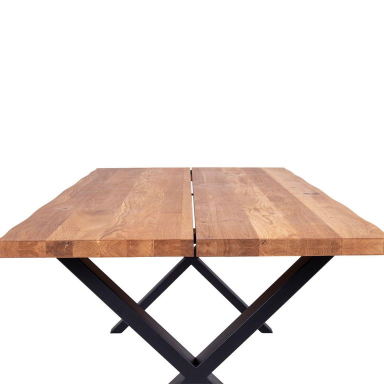 Toulon Dining Table - Natural Oak - 8 Seater - 200cm - Black Cross Legs