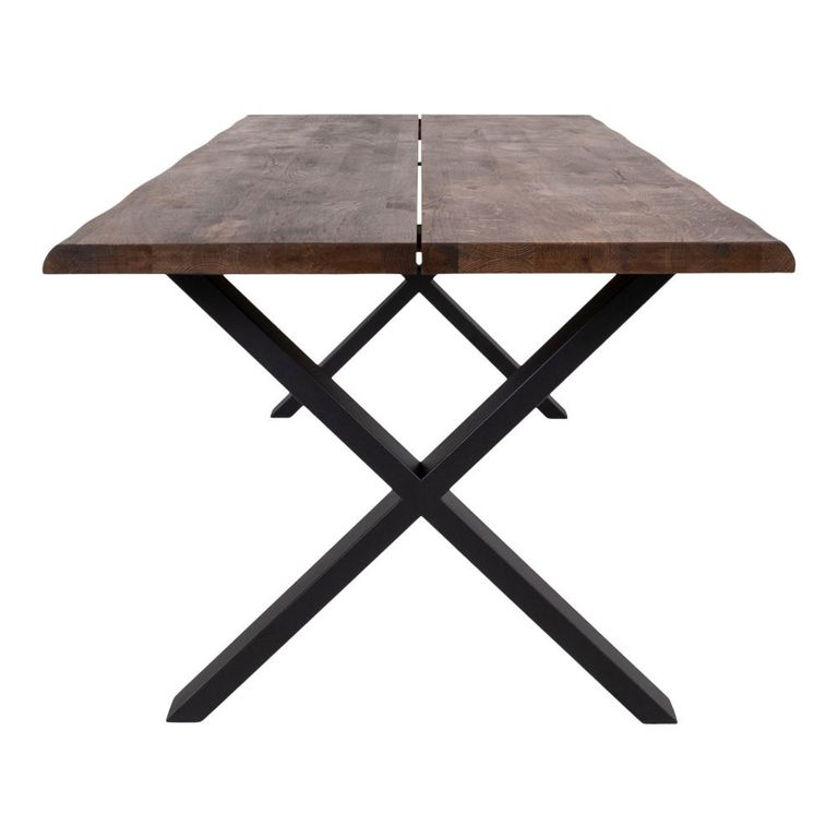 Toulon Dining Table - Smoked Oak - 8 Seater - 200cm - Black Cross Legs