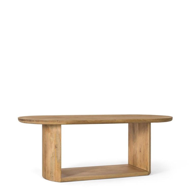 Trieste Dining Table - Natural Mango Wood - 8 Seater - 210cm - Oval Pedestal
