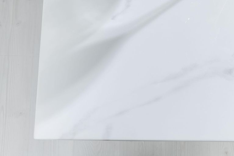 Turin 8 Seater White Marble Square Dining Table - 140cm