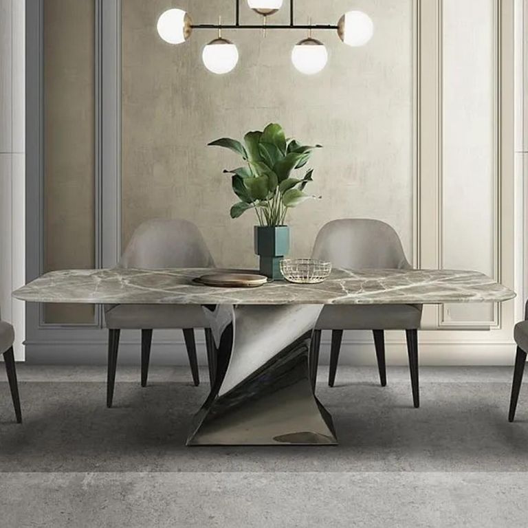 Twist Dining Table - Marble with Pedestal Base - Variation Available