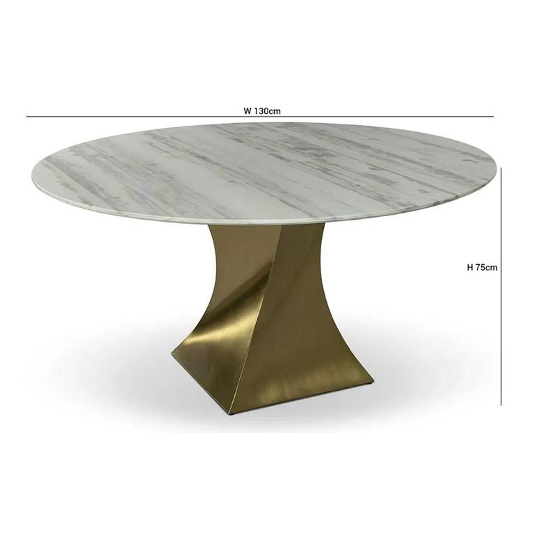 Twist Dining Table - Round - Pedestal - Marble - Variation Available