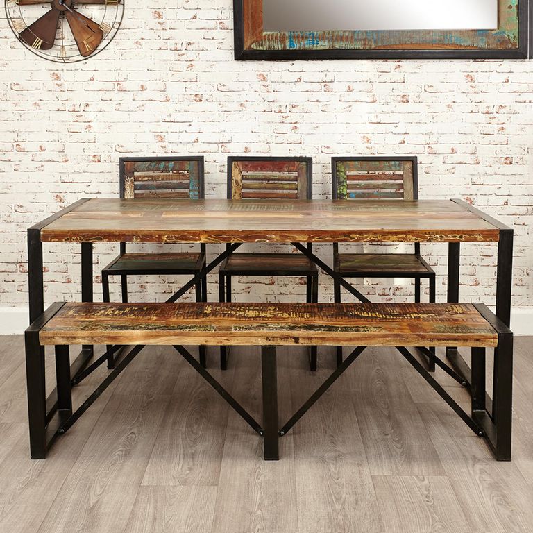 Urban Chic Reclaimed Wood Dining Table - 6 Seater - 180cm - Large